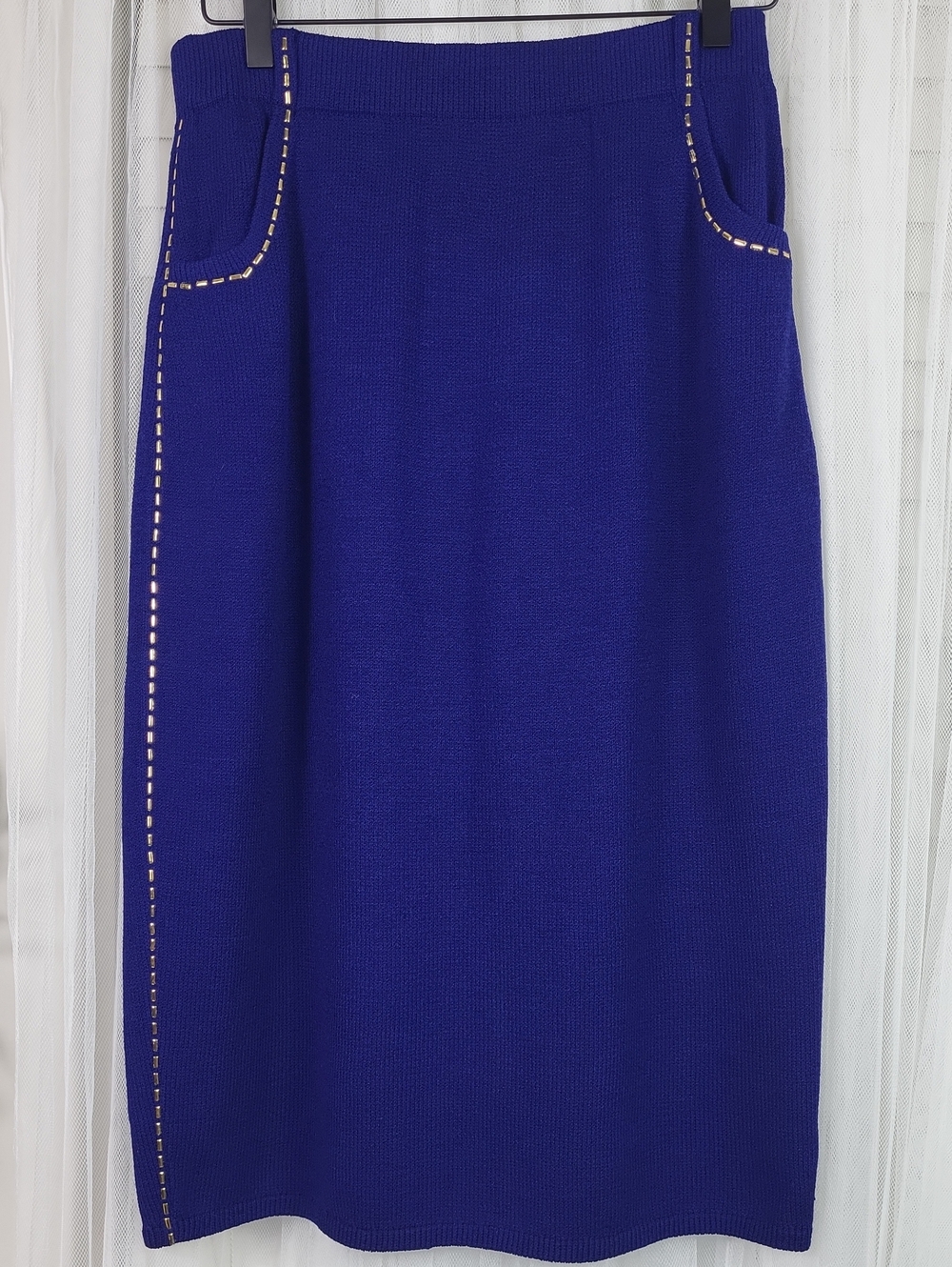 ST. JOHN COLLECTION Classic Royal Indigo Knit Pencil‎ Skirt. Size 12